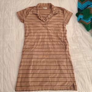 Pact Fawn Pinstripe Collared Shift Dress M